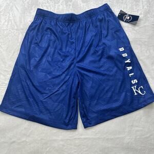 Kansas City Royals Shorts Mens Medium Majestic MLB Baseball Blue Drawstring NEW